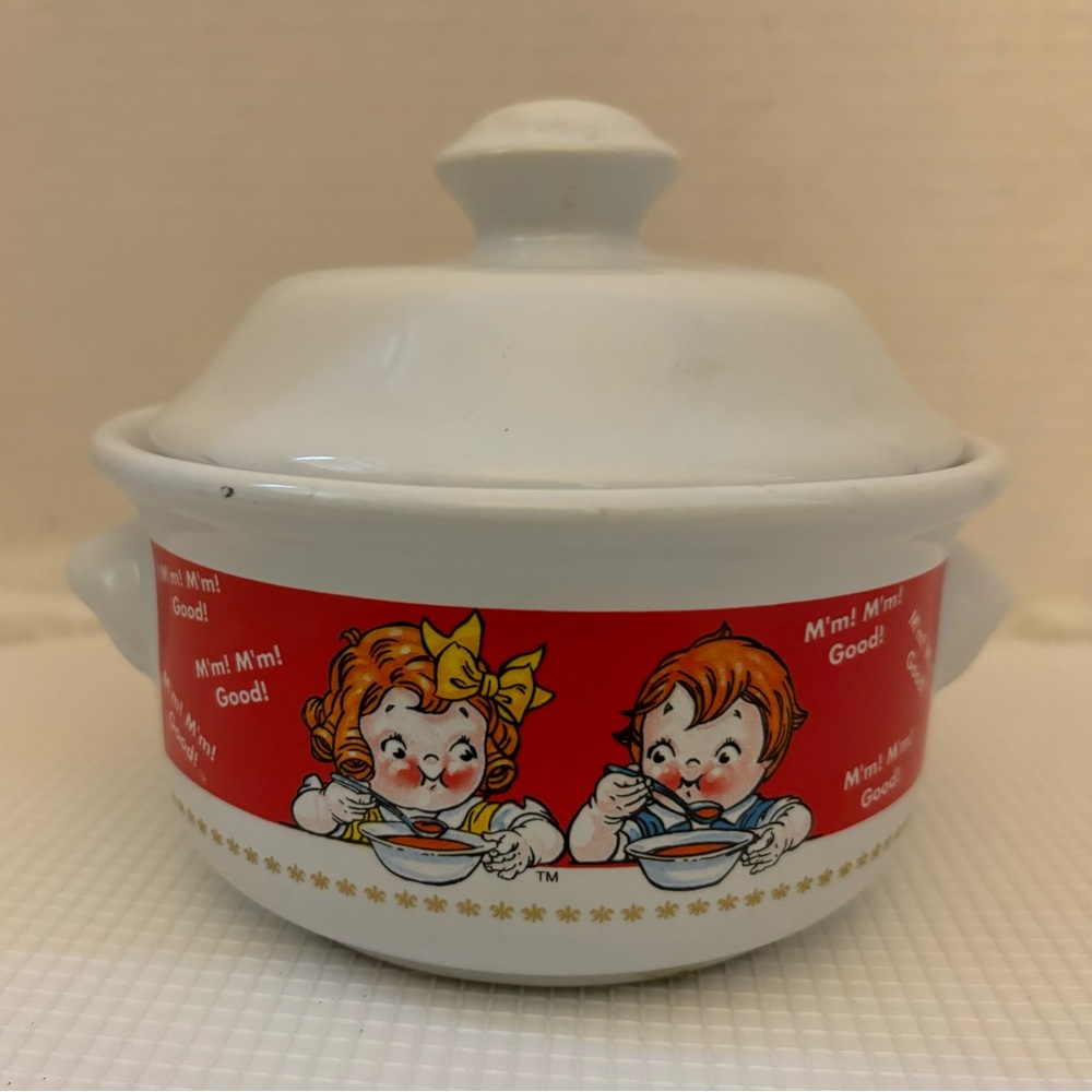 1998 Campbell's Soup Kids Houston Harvest Handled Bowl with Lid